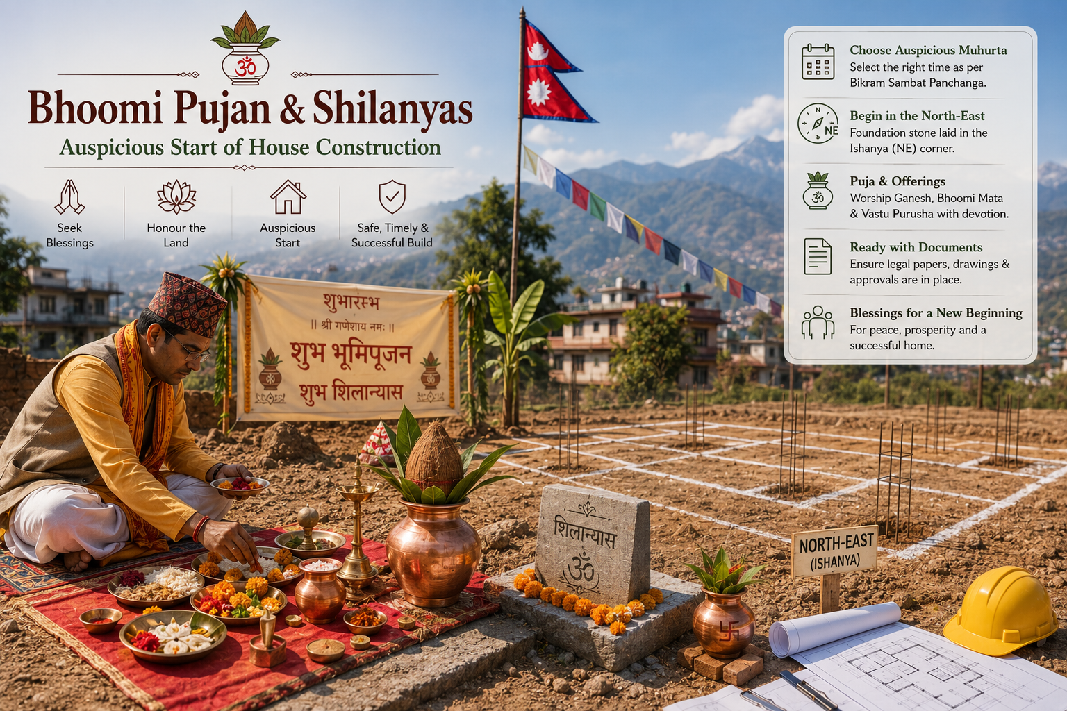 नेपालमा भूमि पूजन र शिलान्यास: घर निर्माणको शुभ आरम्भ